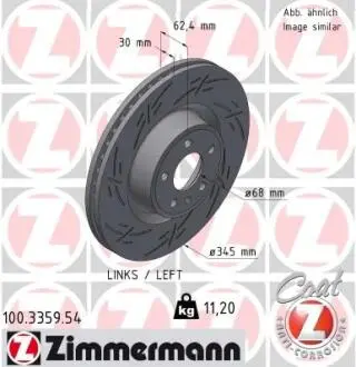 Диск тормозной левый BLACK Z ZIMMERMANN 100335954