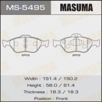 Колодки тормозные переднTOYOTA YARIS (10-16), MAZDA 2 (07-15), FORD FIESTA VI (0 MASUMA MS5495 (фото 1)