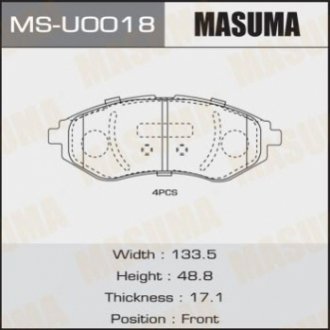 Колодки гальмiвнi передн CHEVROLET AVEO (T300) MASUMA MSU0018 (фото 1)