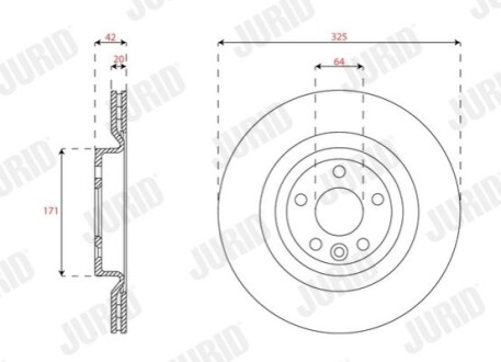 Гальмівний диск заднiй Land Rover Discovery Sport, Range Rover Velar Jurid 563639JC