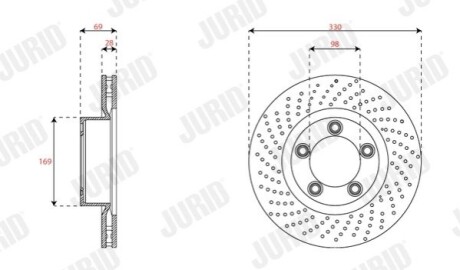 Гальмівний диск передній лівий Porsche Boxter, 911, Cayman Jurid 563535JC1