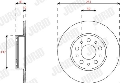 Тормозной диск задний Fiat Tipo (2015->) Jurid 563295JC