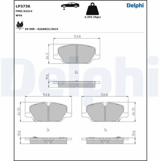 Гальмiвнi колодки дисковi Delphi LP3736