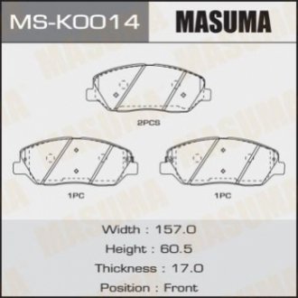Колодки гальмiвнi передн SSANGYONG KORANDO, KIA SORENTO III (UM) 2.2 CRDi (15-2 MASUMA MSK0014
