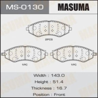 Колодки гальмiвнi передн CHEVROLET LACETTI MASUMA MS0130