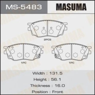 Колодки гальмiвнi передн Mazda 6 2002 - 2007 MASUMA MS5483 (фото 1)