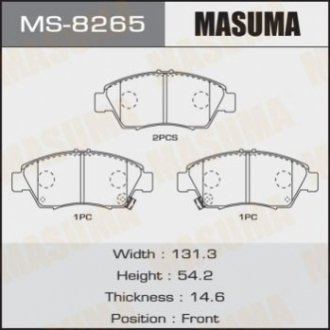 Колодки гальмiвнi передн HONDA CIVIC IX (FB, FG) 1.8 (FB2) (12-17), HONDA CR-Z (MASUMA MS8265