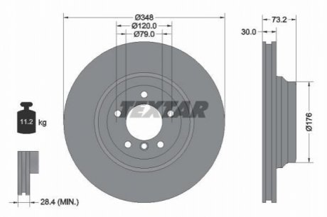 Диск тормозной BMW 3(E90,E92) "F D=348mm "05-15 TEXTAR 92155305