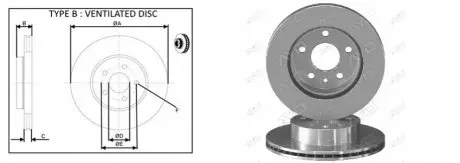 Диски гальмiвнi перед. MB Vito (638) 2.0-2.8 02.96-07.03 APLUS 61997AP
