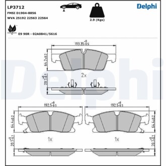 Гальмівні колодки, дискові. Delphi LP3712