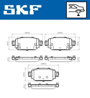 Колодки гальмівні дискові (комплект 4 шт) SKF VKBP 90499 A