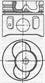 Поршень с кольцами і пальцем (размер отв. 81.51 / +0.5) VW T4 2.5TDI (1-й, 2-й цил. !!!) (ACV / AGX / AHD / AJT / AXG / APA / ANJ / AUF / AH…) Yenmak 31-04308-050
