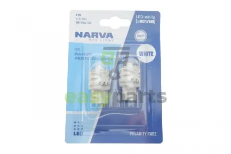 Автолампа W21/5W 12V 2.4/0.48W W3x16q LED (біла) (к-кт 2 шт) NARVA 181694100