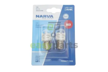 Автолампа P21W 12V 1.73W BA15s LED (червона) (к-кт 2 шт.) NARVA 181514100