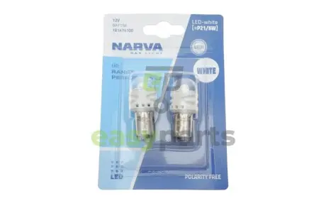 Автолампа P21/5W 12V 2.4/0.48W BAY15d LED (біла) (к-кт 2шт) NARVA 181474100