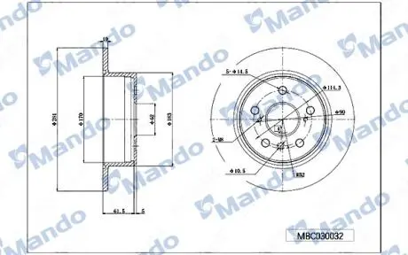 Диск гальмівний MANDO MBC030032