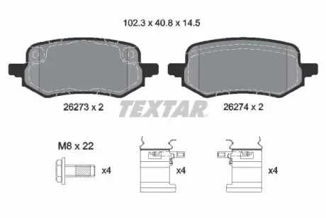 Фото колодки тормозные дисковые FORD Puma "R "19>> TEXTAR 2627301 Колодки тормозные дисковые FORD Puma "R "19>> TEXTAR 2627301