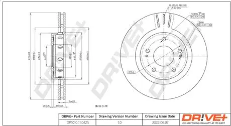 Фото drive+ - Гальмівний диск DR!VE+ DP1010.11.0425 Drive+ - Гальмівний диск DR!VE+ DP1010.11.0425