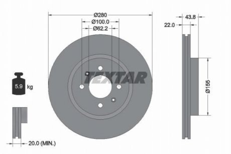 Тормозной диск TEXTAR 92288303 (фото 1)