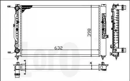 Радиатор охлаждения Audi A4/A6/VW Passat 1.6-2.8 94-08 (632x398x23) (МКПП) (-AC) DEPO / LORO 053-017-0050