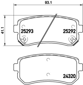 Комплект тормозных колодок (задних) Hyundai Accent/I20/I30/Ix35/Sonata/Kia Ceed/Rio/Sportage 1.2-3.3 05- BREMBO P30051X