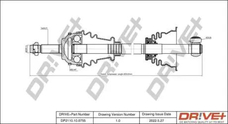 Полуось (передняя) Renault Clio/Kangoo 02-/Twingo МКПП 96-07/Nissan Kubistar МКПП 03- (L) (+ABS44z) DR!VE+ DP2110100755