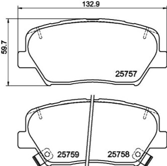 Колодки тормозные (передние) Hyundai Santa Fe 10-/Creta 16-/Grandeur 11-/Kia Sorento 09-/Carens 13- HELLA 8DB355025911