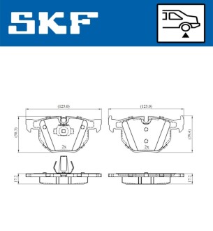 Колодки тормозные (задние) BMW X5 (E70) 06-13/(F15/F85) 13-18/X6 (E71/E72) 08-14/(F16/F86) 14-19 SKF VKBP90240