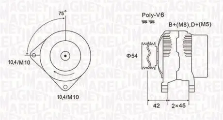 ALTERNATOR 12V CITROEN C5/JUMPER/FIAT DUCATO/PEUGEOT 406/PARTNER/BOXER HDI SZT MAGNETI MARELLI 063731564010