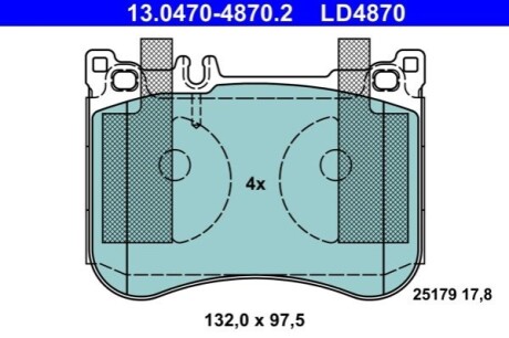 Колодки тормозные (передние) MB E-class (W213/S213/C238) 16-/S-class (W221/W222/C217) 05- ATE 13047048702