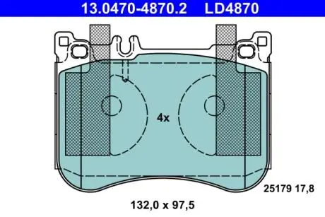 Колодки тормозные (передние) MB E-class (W213/S213/C238) 16-/S-class (W221/W222/C217) 05- ATE 13047048702