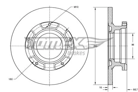 Диск тормозной (задний) Ford Transit V347 06- (280x16) (+ABS) (заменено на 92159103) TOMEX TX7217