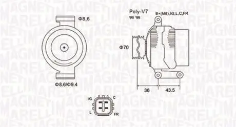 ALTERNATOR 12V HONDA ACCORD/CIVIC/C-RV/F-RV 2.0/2.2/2.4 2005 -> SZT MAGNETI MARELLI 063731980010
