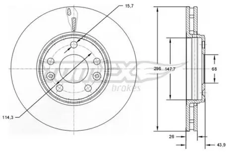 Диск тормозной (передний) Renault Megane III/Scenic III/Laguna III 07- (296x26) PRO TOMEX TX7251