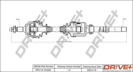 Фото полуось (передняя) Citroen Berlingo/Peugeot Partner 1.6HDI/1.6i 08-(R) (25х24х925) DR!VE+ DP2110100252 Полуось (передняя) Citroen Berlingo/Peugeot Partner 1.6HDI/1.6i 08-(R) (25х24х925) DR!VE+ DP2110100252