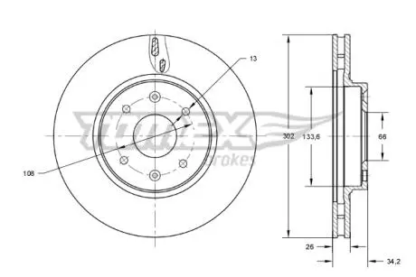 Диск тормозной (передний) Citroen C4/Peugeot 208/308 1.0-2.0 04- (302x26) PRO TOMEX TX7364