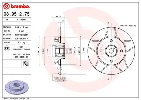 Tarcza ham. tył CITROËN C4 Coupe (LA_) 11/04-12/13 / CITROËN C4 I (LC_) 11/0 BREMBO 08951275