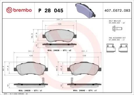 Фото klocki ham. Xtra HONDA CR-V III (RE_) 06/06-> / HONDA CR-V IV (RM_) 01/12-> BREMBO P28045X Klocki ham. Xtra HONDA CR-V III (RE_) 06/06-> / HONDA CR-V IV (RM_) 01/12-> BREMBO P28045X