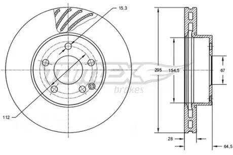 Диск тормозной (передний) MB E-class (W211/W212/S211/S212) 02-09 (295x28) TOMEX TX7276