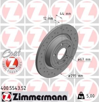 Диск тормозной (задний) MB A-class (W177)/B-class (W247) 18- (295x12) PRO ZIMMERMANN 400554352