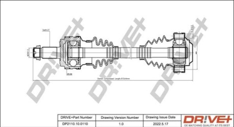 Піввісь (задня) (L) BMW 3 (E90) 04-11 M47/N47/N52 (27x25zx607x48T) (+ABS) DR!VE+ DP2110100110