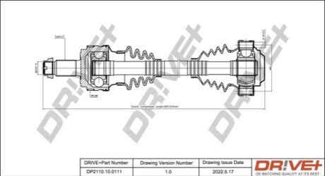 Піввісь (задня) (R) BMW 3 (E90) 04-11 M47/N47/N52 (27x25zx660x48T) (+ABS) DR!VE+ DP2110100111 (фото 1)