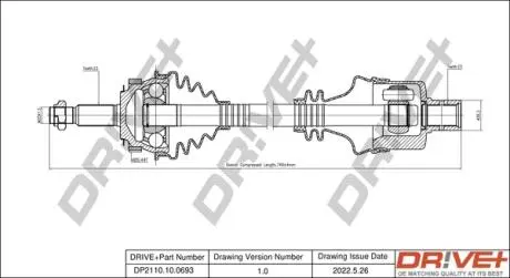 Піввісь (передня) Renault Laguna 1.8/2.0 93-01 (R) (+ABS 44z) (23x23x745) DR!VE+ DP2110100693