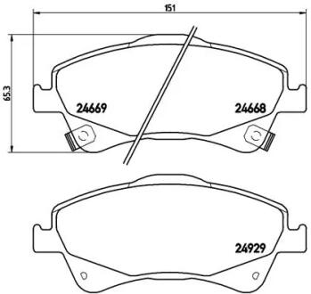 Колодки гальмівні (передні) Toyota Auris/Avensis 08- (Bosch) (з датчиком) BREMBO P83109X