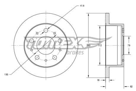 Диск тормозной (задний) Fiat Ducato 02-(280x16) (с покрытием) (полный)) TOMEX TX7235