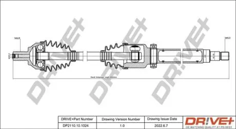 Полуось (передняя) Ford C-Max/Focus II 1.4-1.8ALK 03-12 (R) (24x36/906mm) DR!VE+ DP2110101024