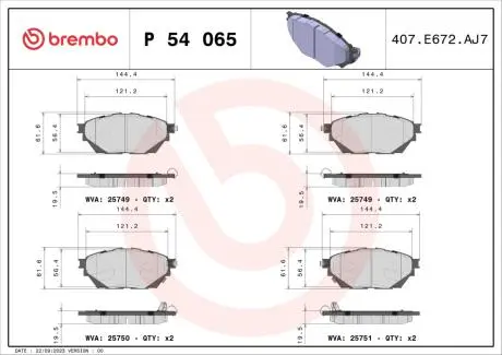 Фото klocki ham. FUSO (MITSUBISHI) CANTER 01/09-> / MITSUBISHI Canter (FE5, F BREMBO P54065 Klocki ham. FUSO (MITSUBISHI) CANTER 01/09-> / MITSUBISHI Canter (FE5, F BREMBO P54065