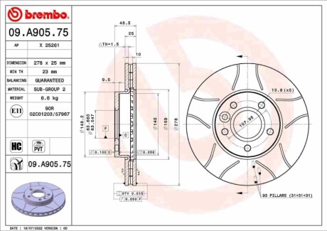 Tarcza ham. FORD/FORD (CHANGAN)/FORD ASIA & OCEANIA/FORD AUSTRALIA/VOLVO BREMBO 09A90575