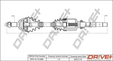 Півосі Citroen Berlingo/Peugeot Partner 1.1/1.4i 96-11 (R) (22x25x868) DR!VE+ DP2110100260
