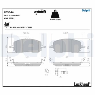 Колодки тормозные (передние) MB C-class (W206) 21-/GLC-class (X254) 22- Delphi LP3844 (фото 1)